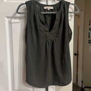 LOFT Dark Green Sleeveless Blouse